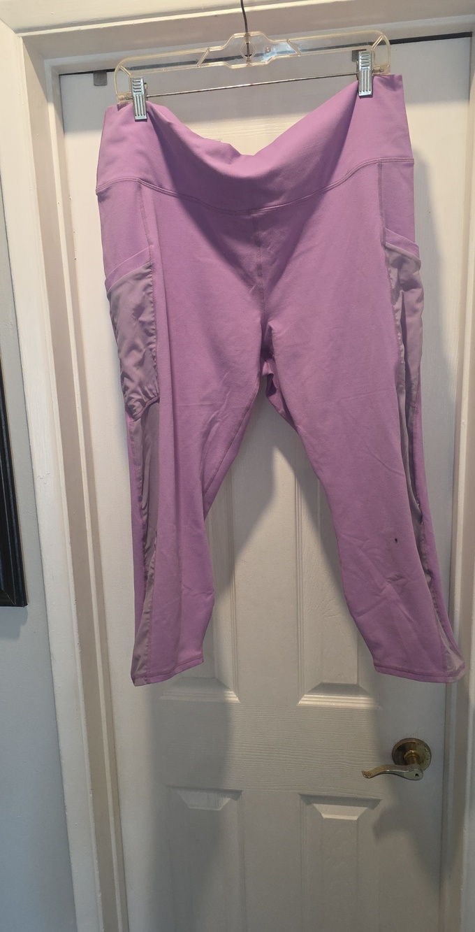 Fabletics Lilac Capri Leggings with Side Panels